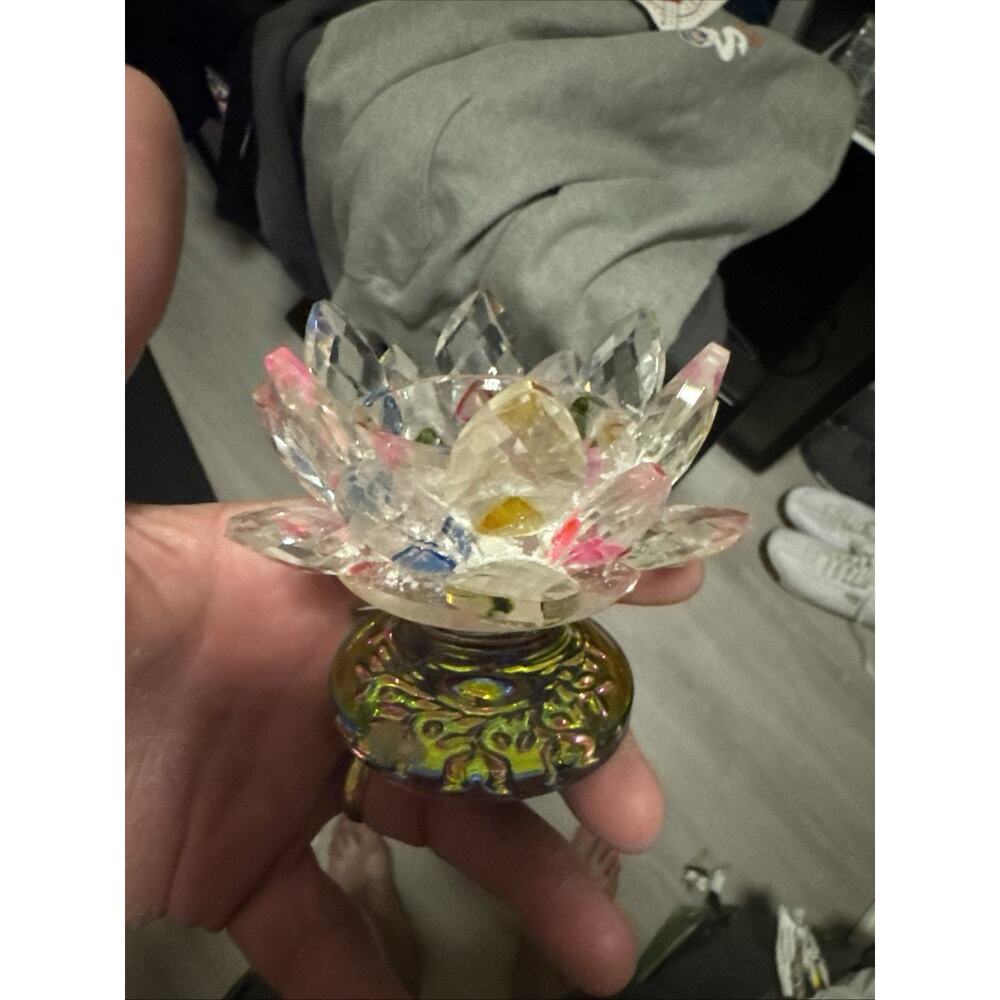 Colorful Crystal Lotus Flower Candle Holder Tealight Holders